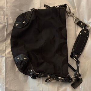 Coach Black Shoulder Bag with Silver Accents